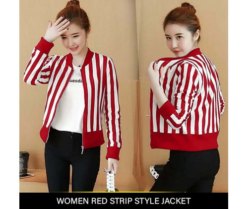 Women Red Strip Style Jacket